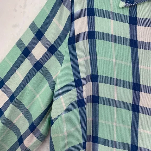 Billy T Lyocell Green & Blue Plaid Relaxed Flannel Sz Large - Picture 6 of 15